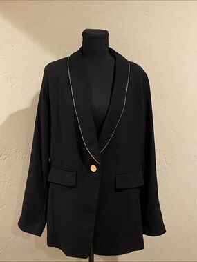 J-Lo One Button Blazer w/ Silver embellishments on lapel. Sz. Large 
EUC PTP 21.